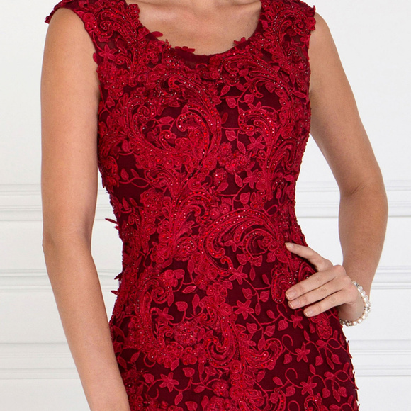 Tulle Mermaid Long Dress with Lace Applique GL1529 - Picture 4 of 4